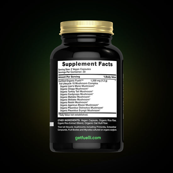 Organic Mushroom Capsules | Grown in a Certified US Facility | 10-in-1 Complex 1,200 mg | Lion’s Mane, Chaga, Turkey Tail, Maitake, Shiitake, Reishi  & More | Laboratory Tested | Superior Absorption